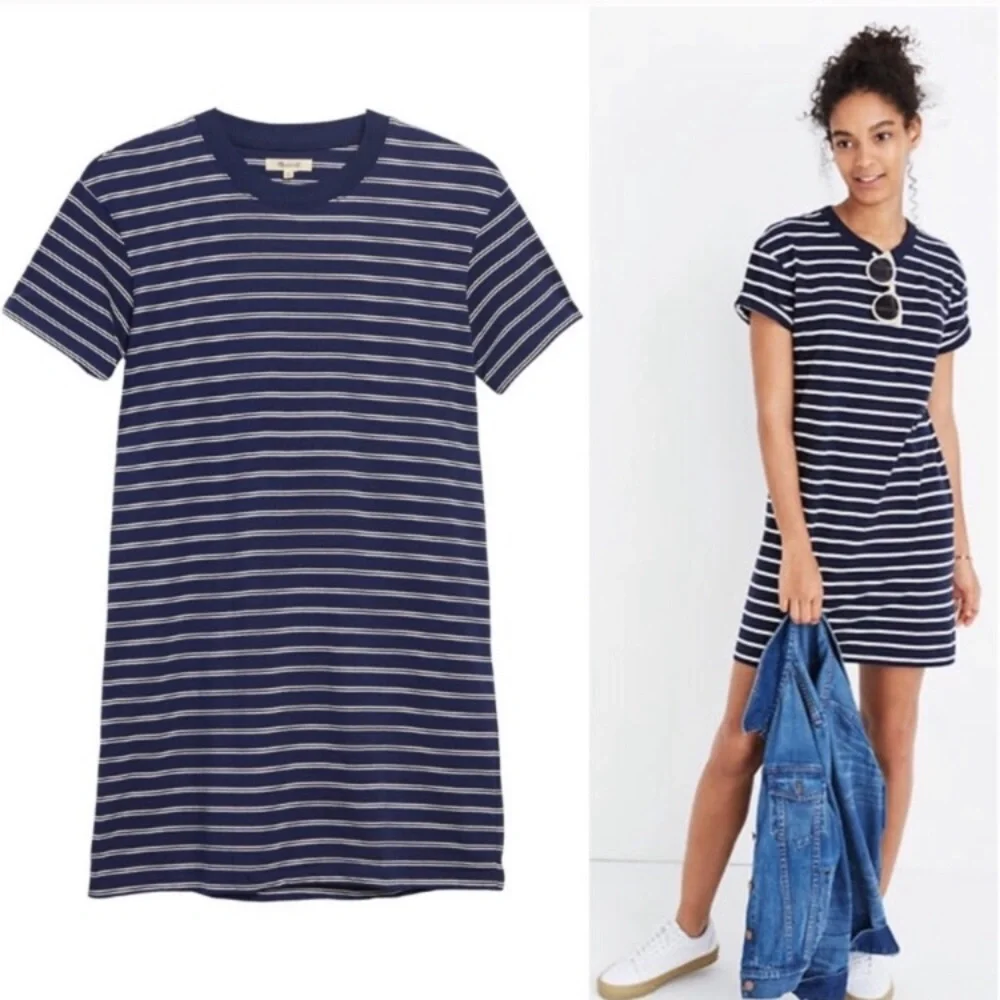 NWOT Madewell Tina Stripe T Shirt Dress
